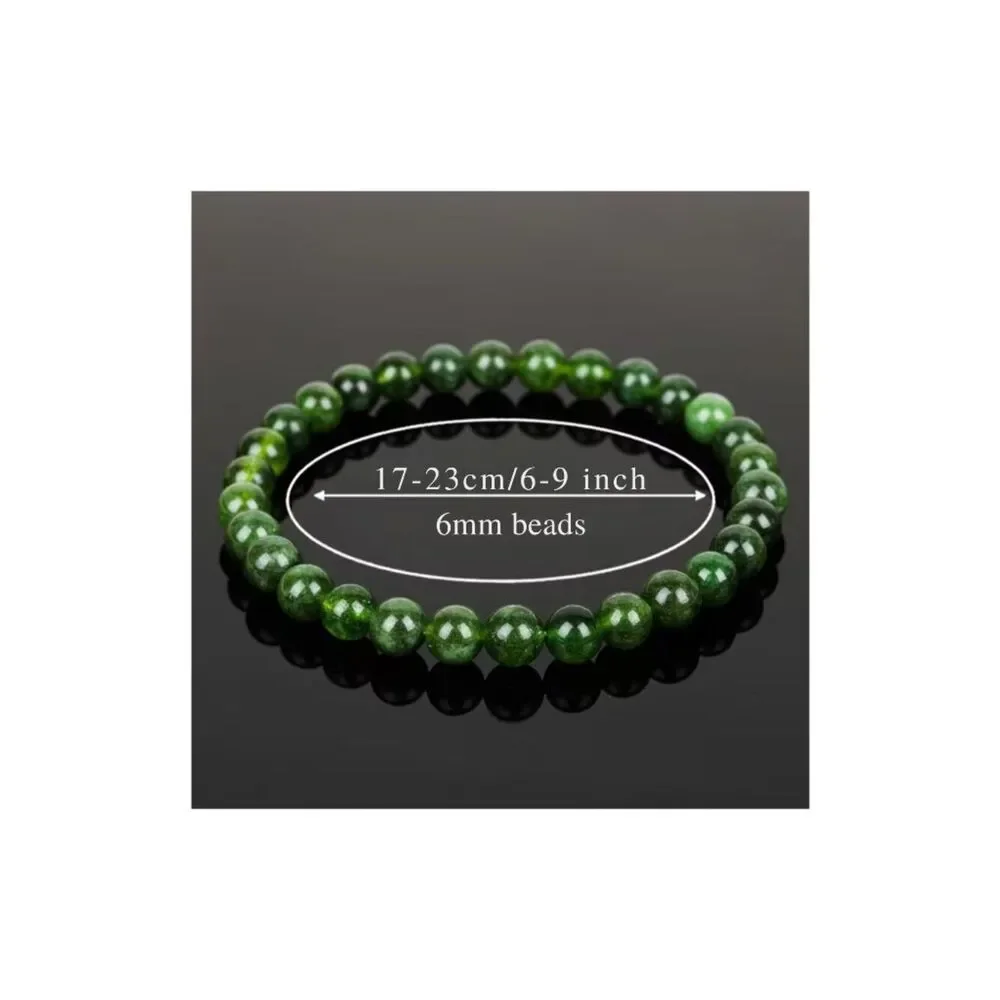 Stretch Bracelet Natural Green Zoisite 6mm Beads Symbolizing Vitality Prosperity